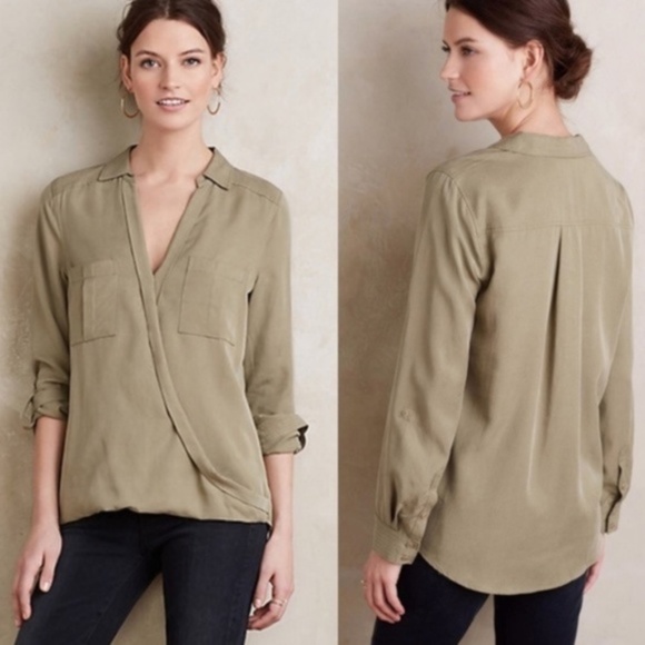 SOLD* Anthro Holding Horses Celina Blouse Olive - Picture 3 of 8